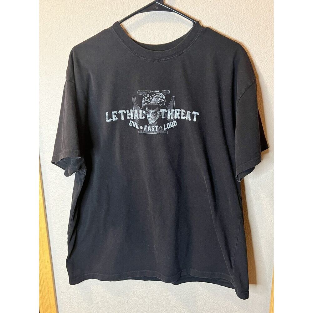 Men's Lethal Threat Biker from Hell Short Sleeve Black T-Shirt Sz. X-Large